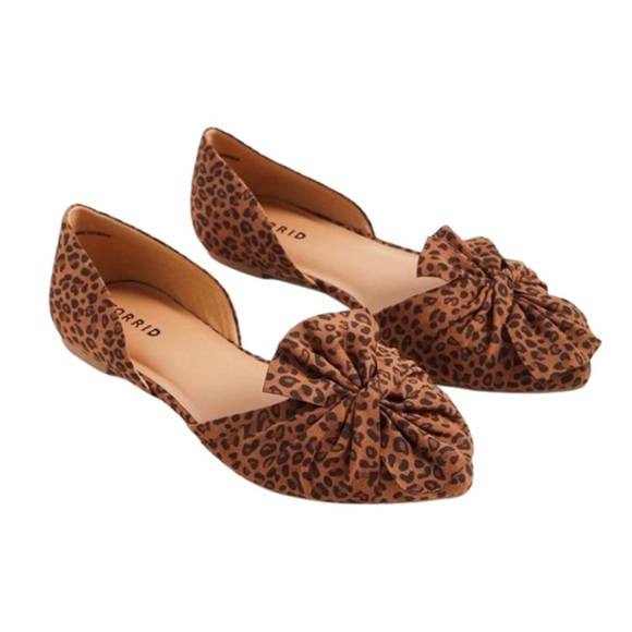 torrid Shoes - Torrid Twist Bow D’orsay Flat Brown Aminal Print Womens Size 9WW